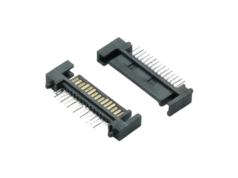 SATA 15P male socket 90 degree DIP type with grounding plate and housing